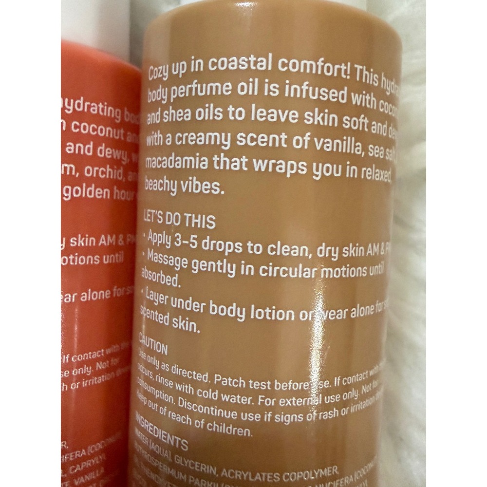 Spa Scentials Hydrating Body Perfume Oil Set 4 Pack Tropical Caramel Coastal Oil - Picture 7 of 10